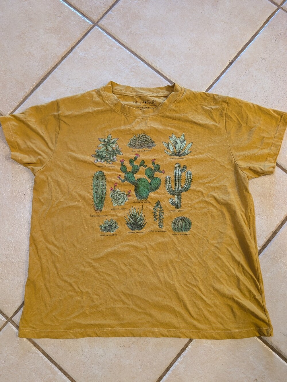 Fifth Sun Mustard Yellow Graphic Tee Interior Label